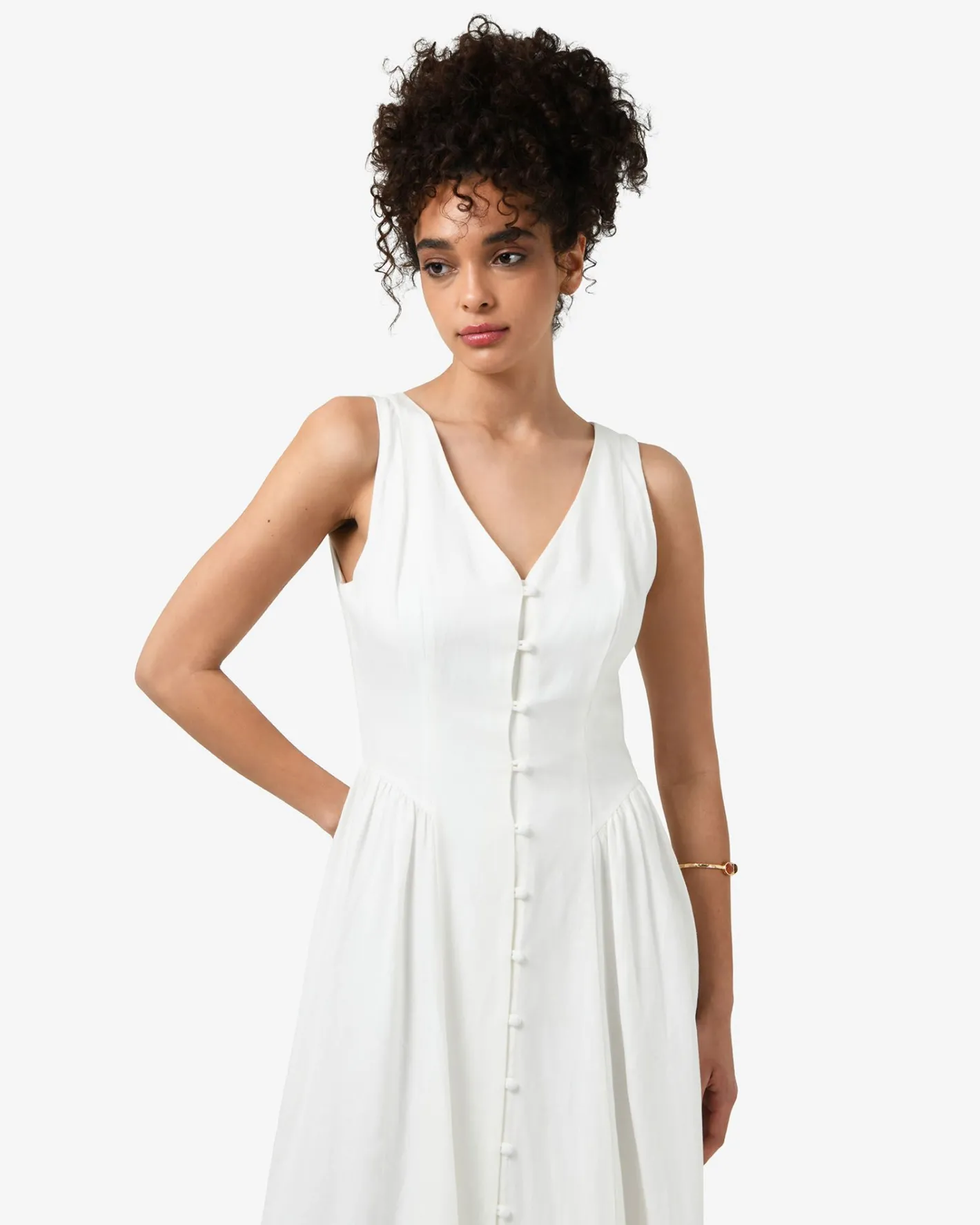 Forcast Kendal Linen Blend Dress White Sugar