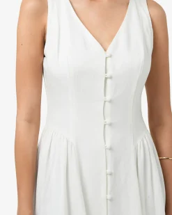 Forcast Kendal Linen Blend Dress White Sugar
