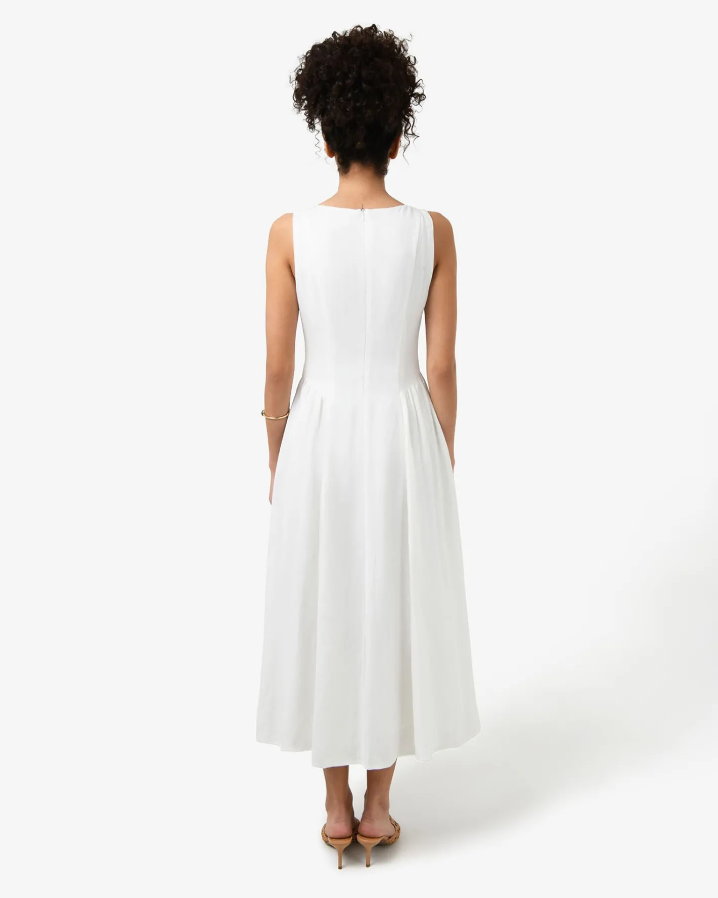 Forcast Kendal Linen Blend Dress White Sugar