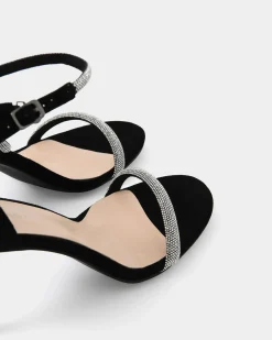 Forcast Kendall Crystal Strap Heels Black Sale