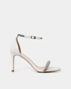 Forcast Kendall Crystal Strap Heels White Clearance