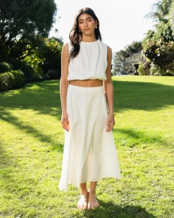 Forcast Kenya Linen Skirt Ivory Clearance
