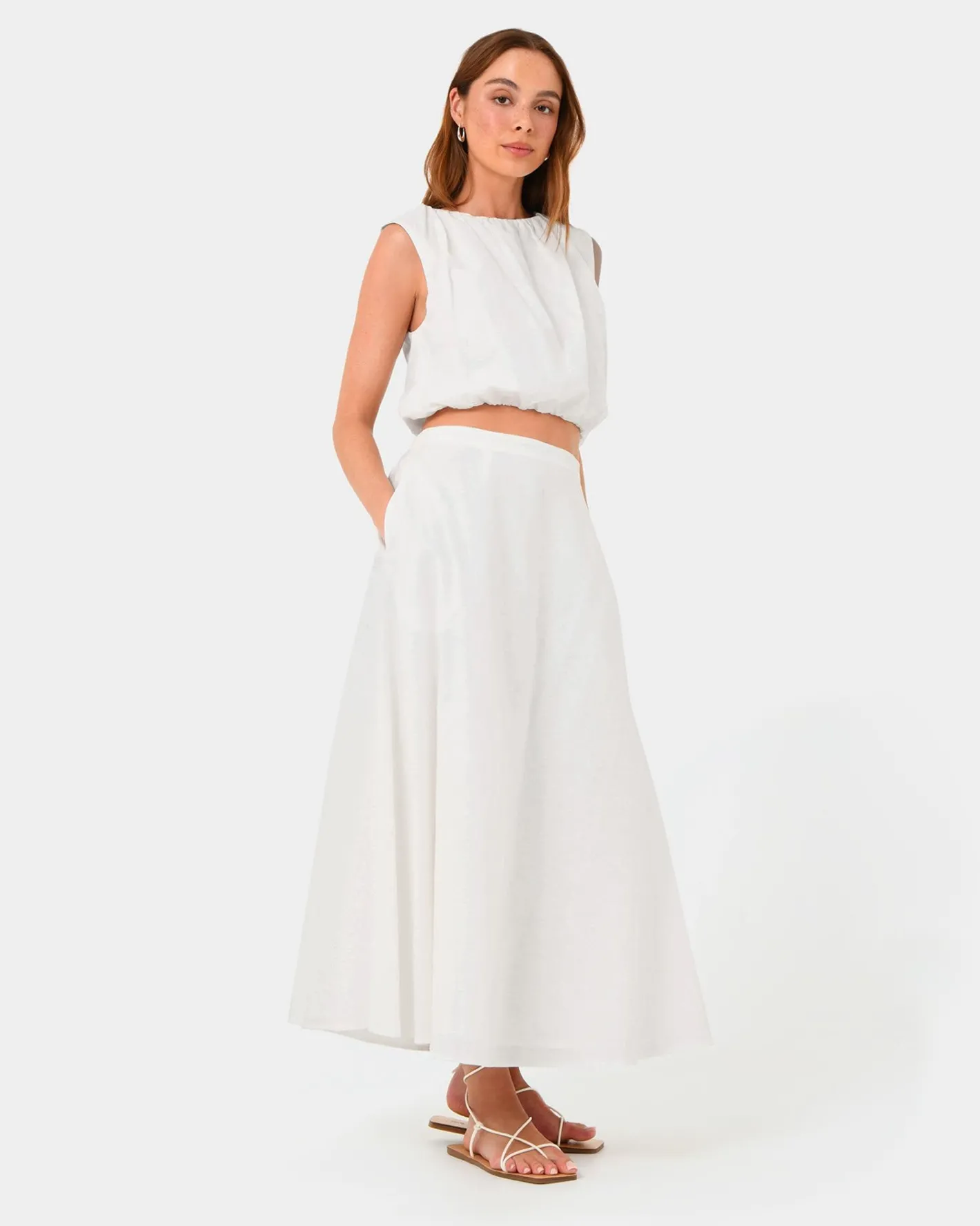 Forcast Kenya Linen Skirt Ivory Clearance