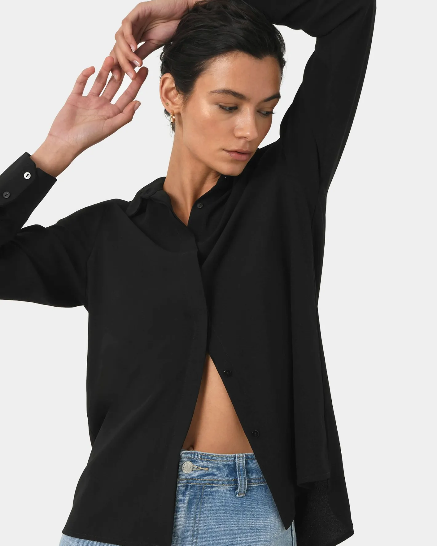 Forcast Kevin Relax Fit Crepe Shirt Black Online
