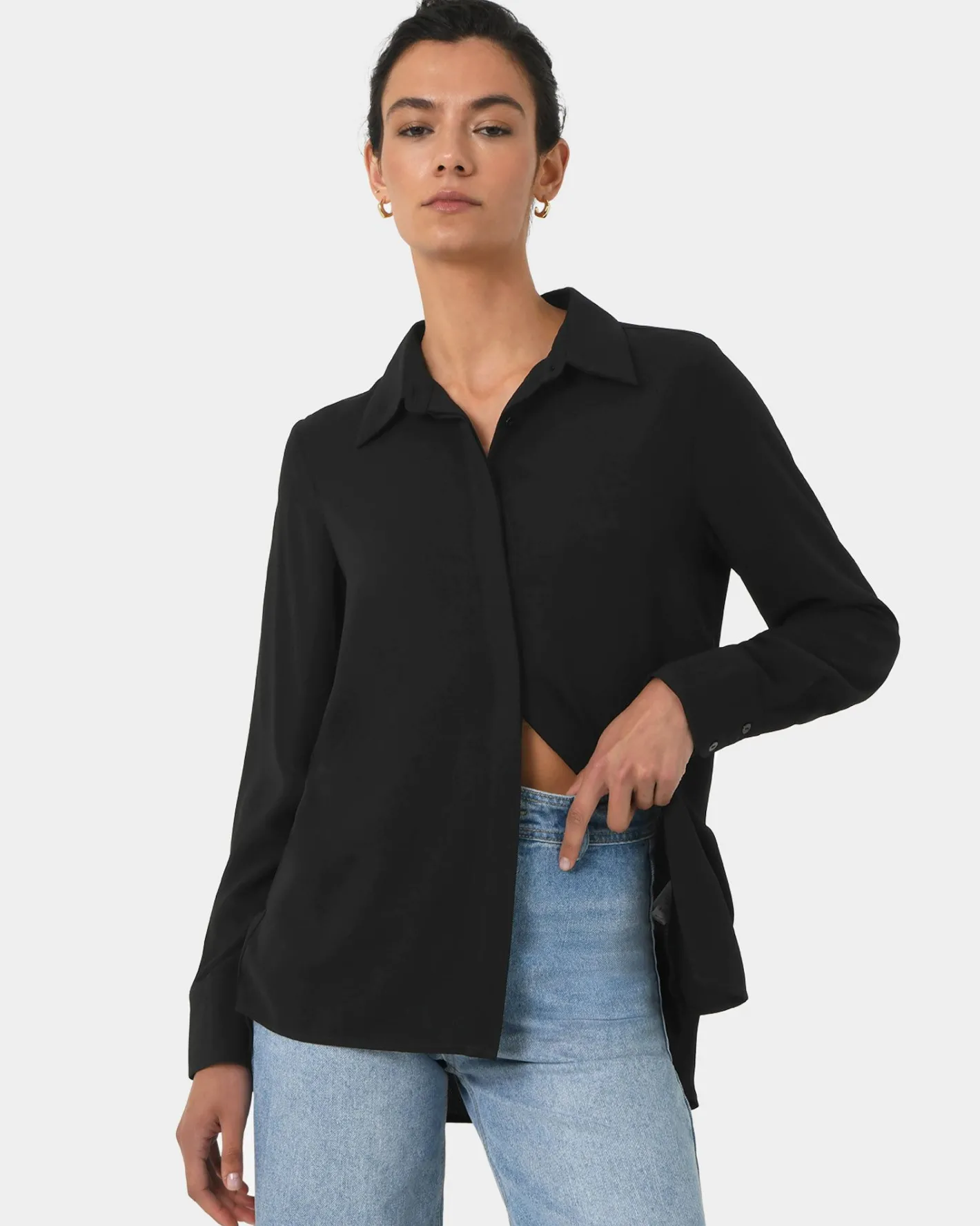 Forcast Kevin Relax Fit Crepe Shirt Black Online