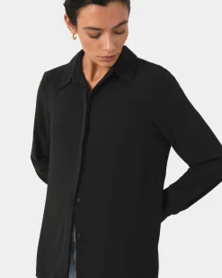 Forcast Kevin Relax Fit Crepe Shirt Black Online