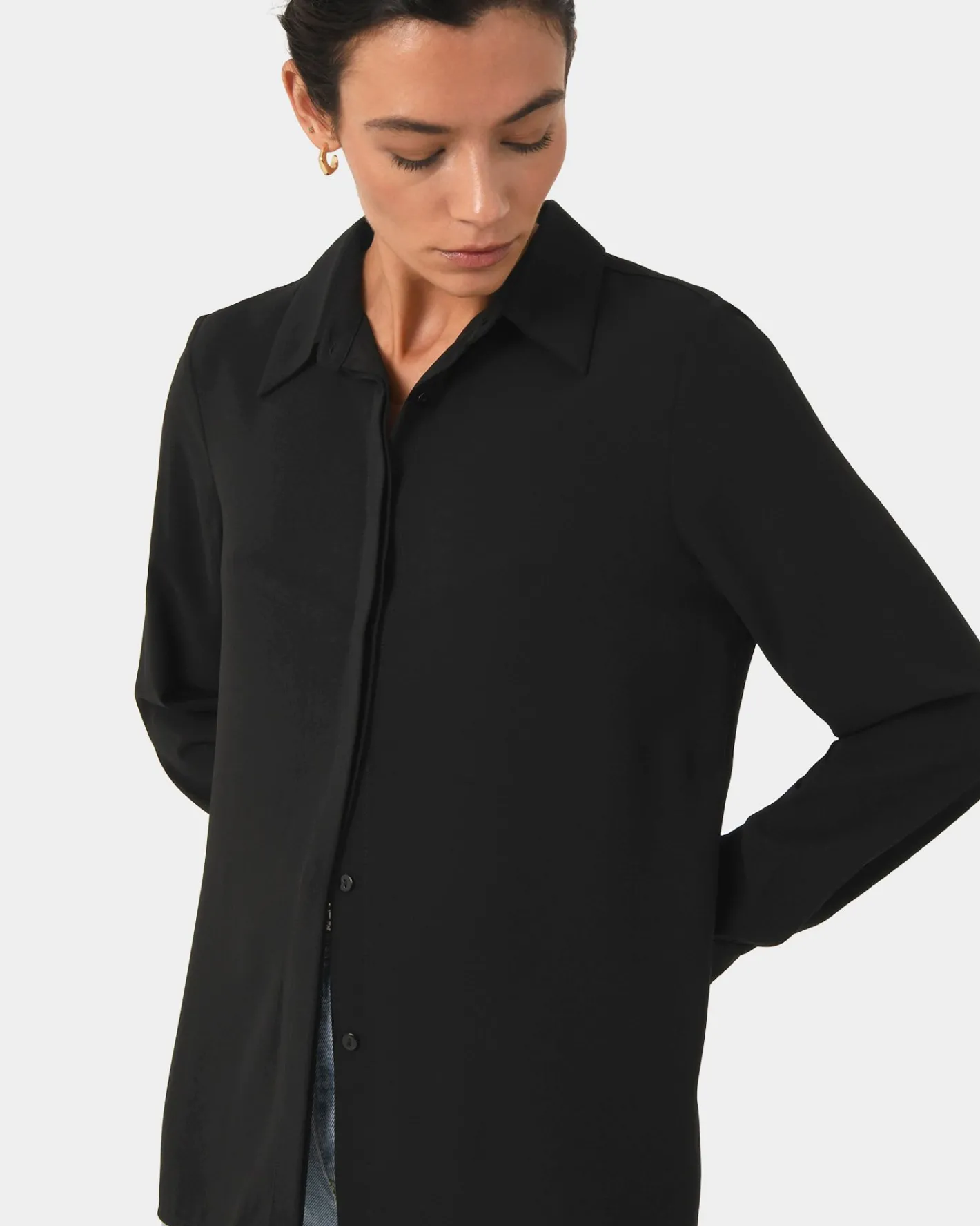 Forcast Kevin Relax Fit Crepe Shirt Black Online