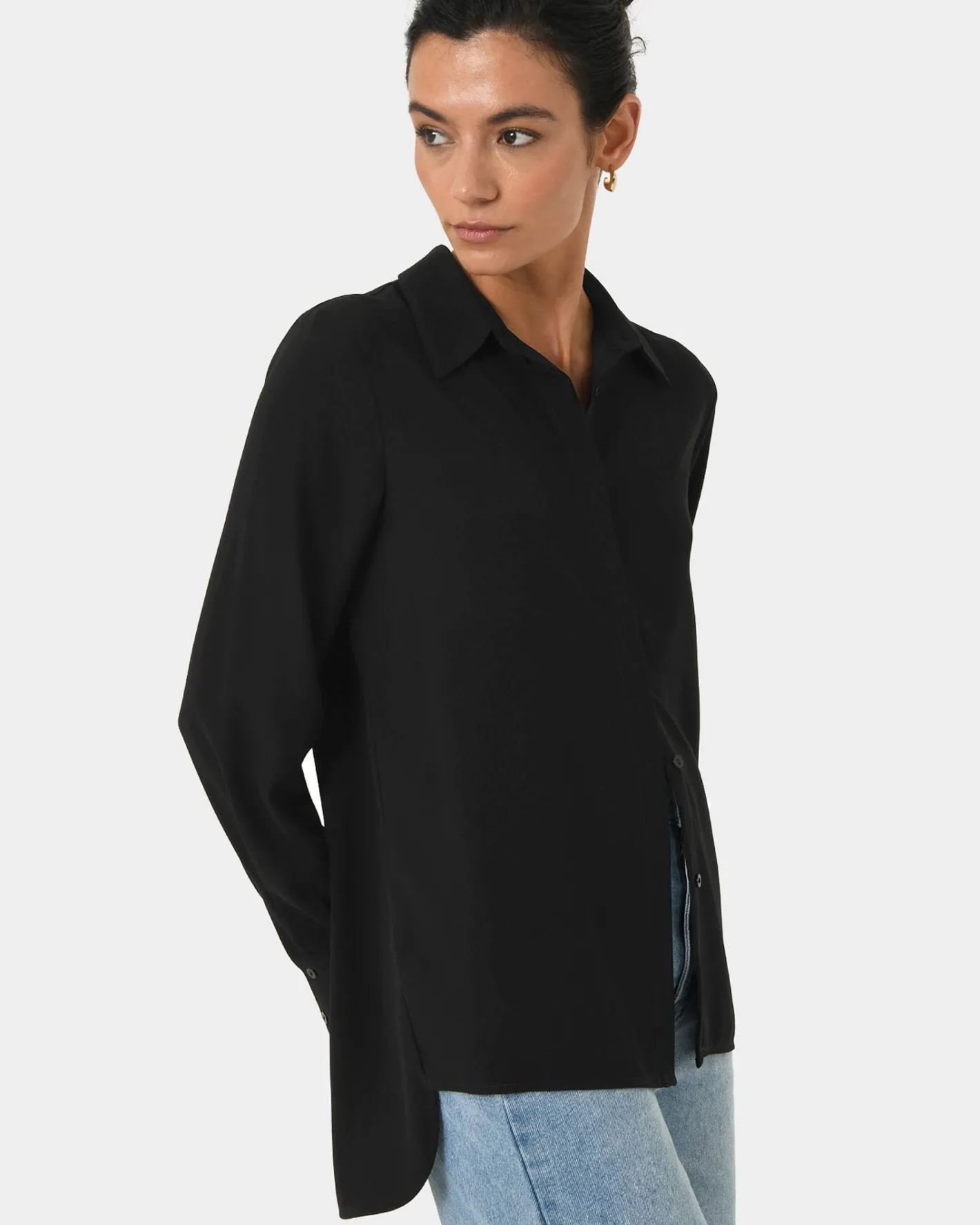 Forcast Kevin Relax Fit Crepe Shirt Black Online
