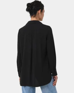 Forcast Kevin Relax Fit Crepe Shirt Black Online