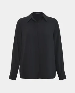 Forcast Kevin Relax Fit Crepe Shirt Black Online