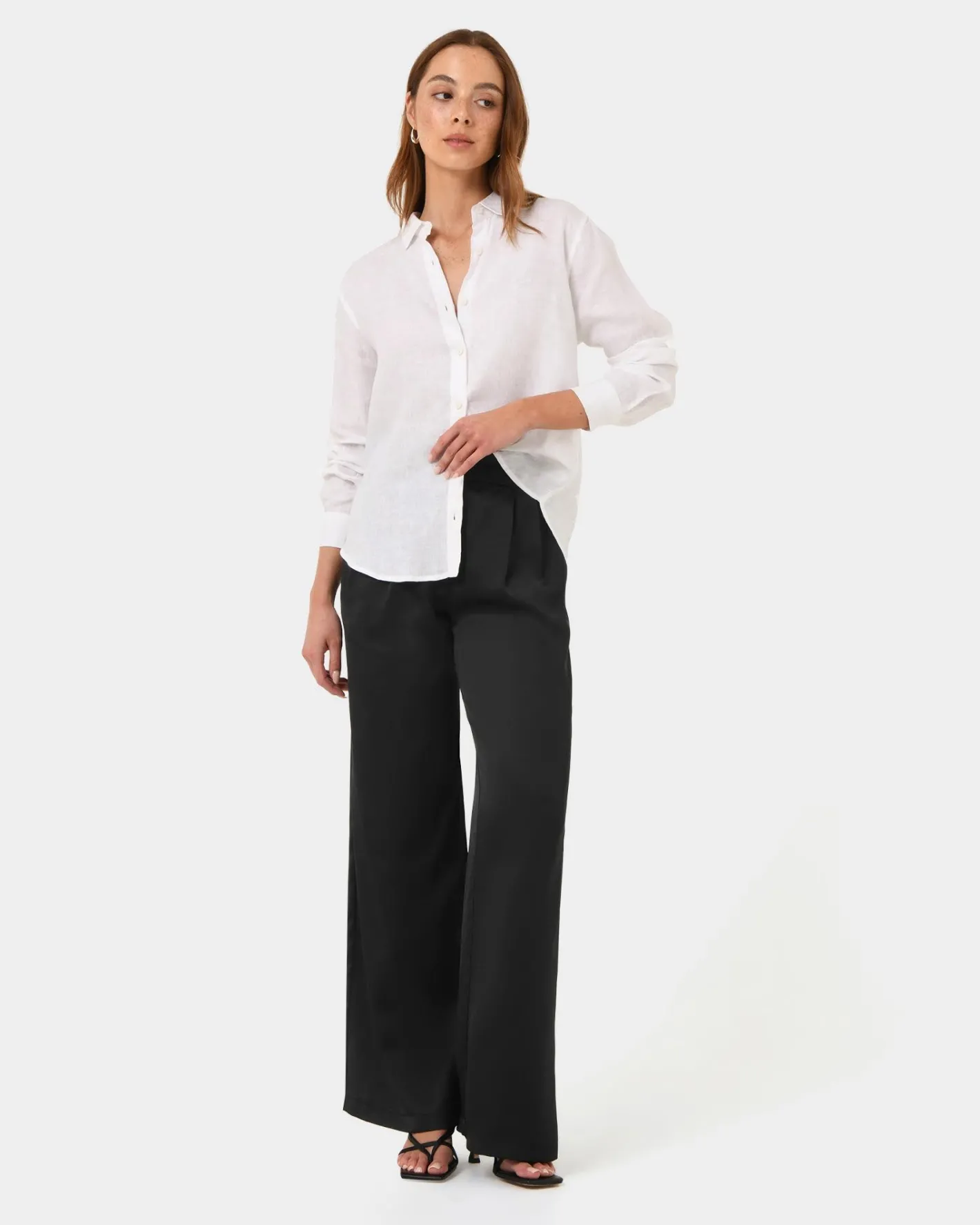 Forcast Khalo Linen Buttoned Shirt White Clearance