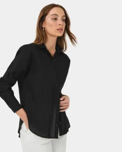Forcast Khalo Linen Buttoned Shirt Black