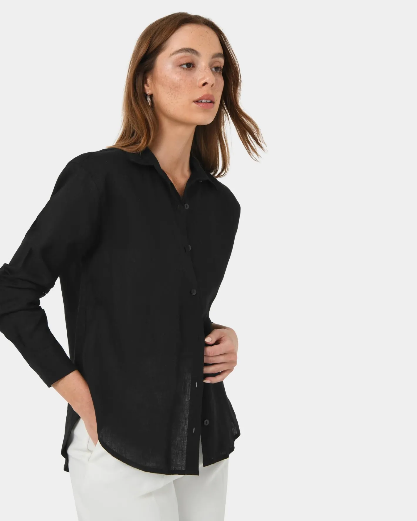 Forcast Khalo Linen Buttoned Shirt Black