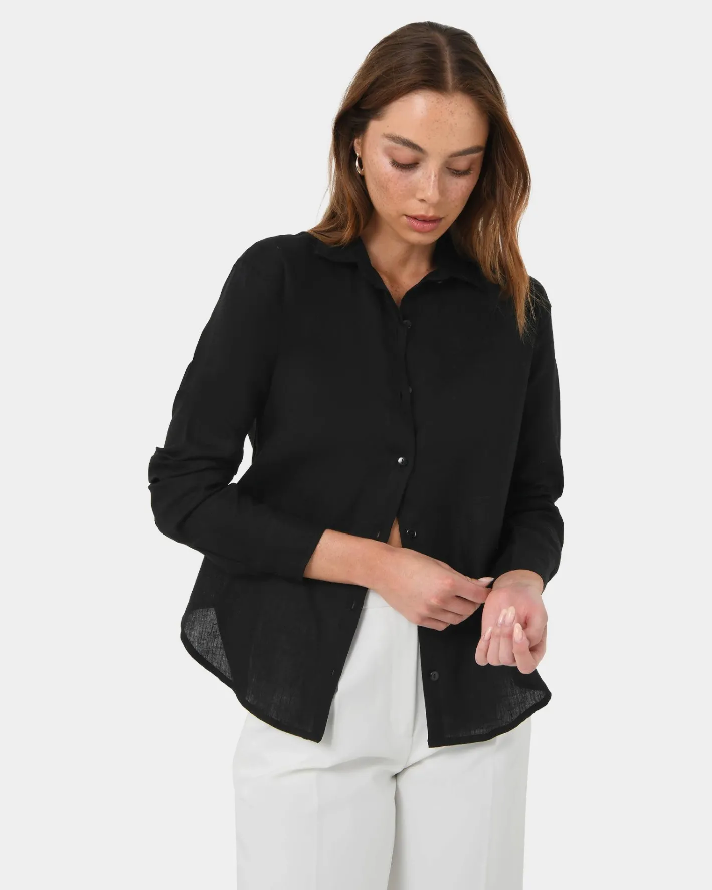 Forcast Khalo Linen Buttoned Shirt Black