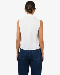 Forcast Kia Cotton Sleeveless Shirt White New