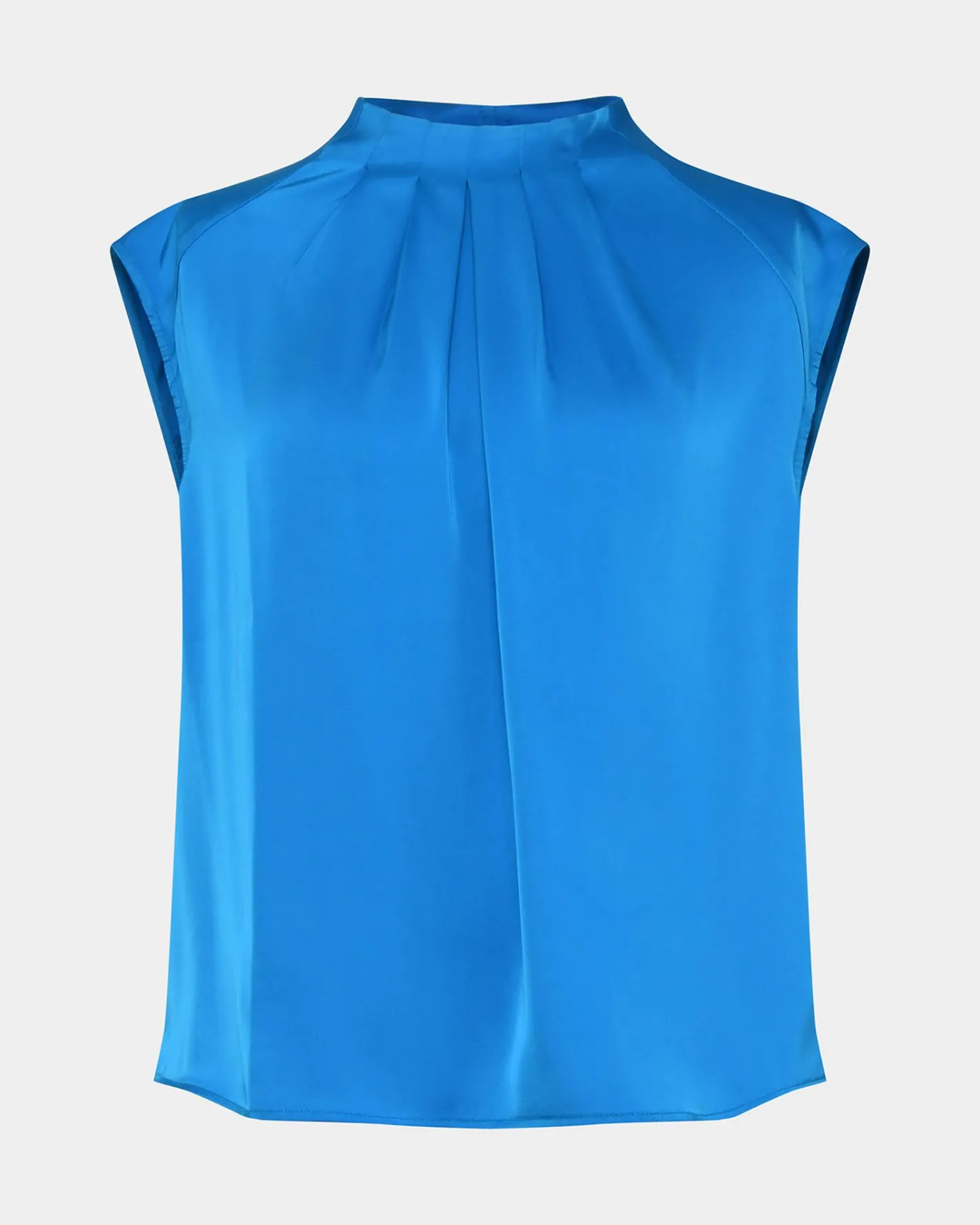 Forcast Kiar Pleated Satin Top Oriental Blue