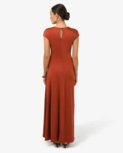 Forcast Kim Asymmetric Ruched Dress Rust