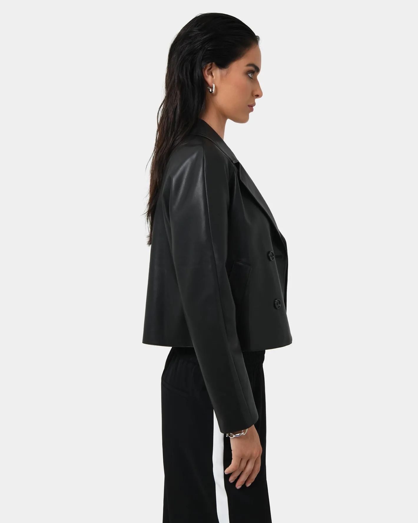 Forcast Kim Cropped Pu Leather Jacket Black Outlet