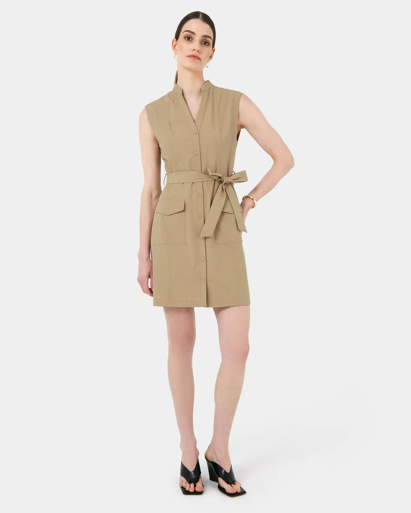 Forcast Kiran Utility Tie Dress Safari Beige Outlet