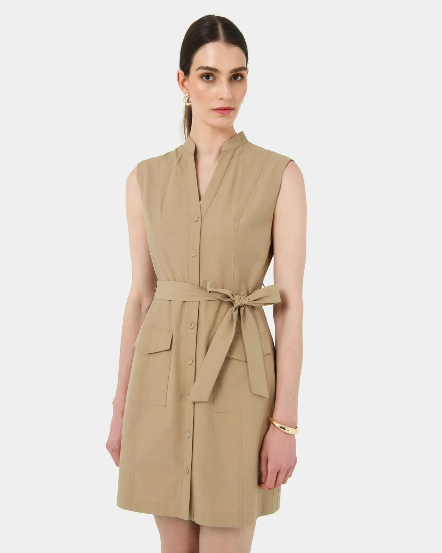 Forcast Kiran Utility Tie Dress Safari Beige Outlet