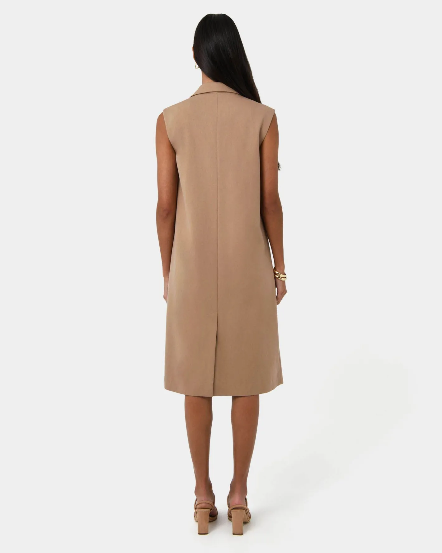 Forcast Kiya Longline Sleeveless Vest Latte Outlet
