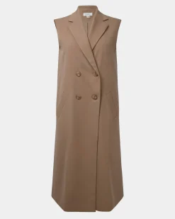 Forcast Kiya Longline Sleeveless Vest Latte Outlet