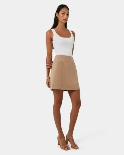 Forcast Kiya Panel Skirt Latte Hot