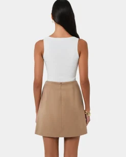 Forcast Kiya Panel Skirt Latte Hot