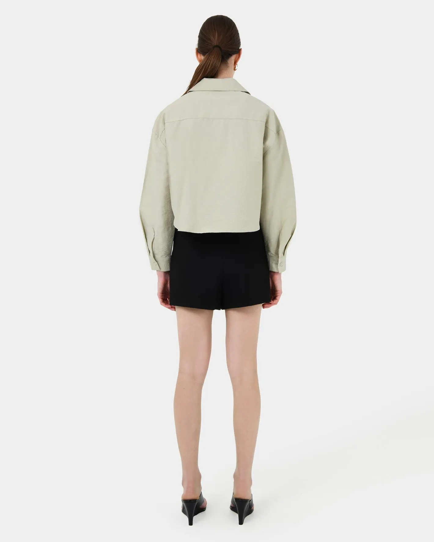 Forcast Kyla Crop Pocket Shirt Light Khaki Outlet