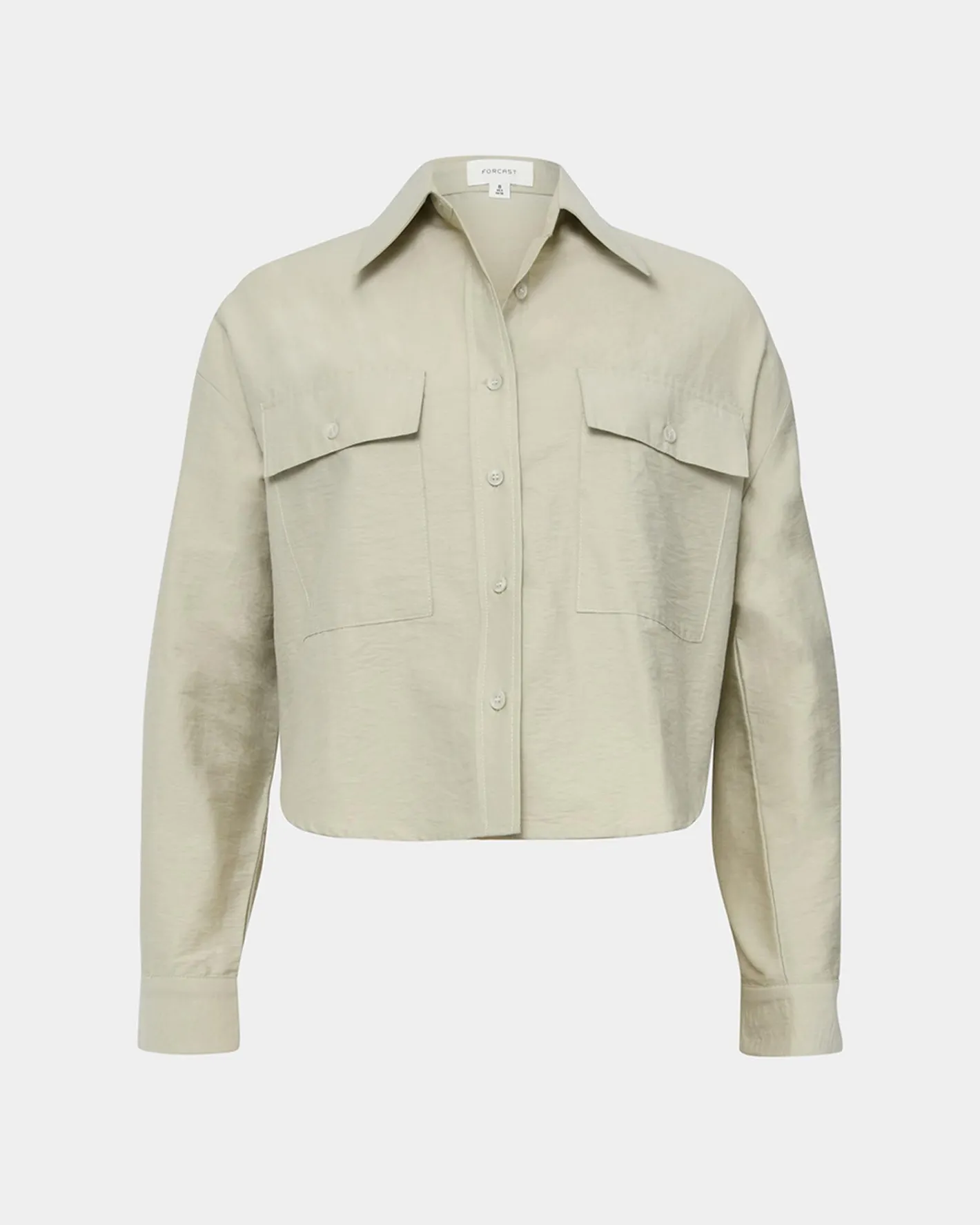 Forcast Kyla Crop Pocket Shirt Light Khaki Outlet