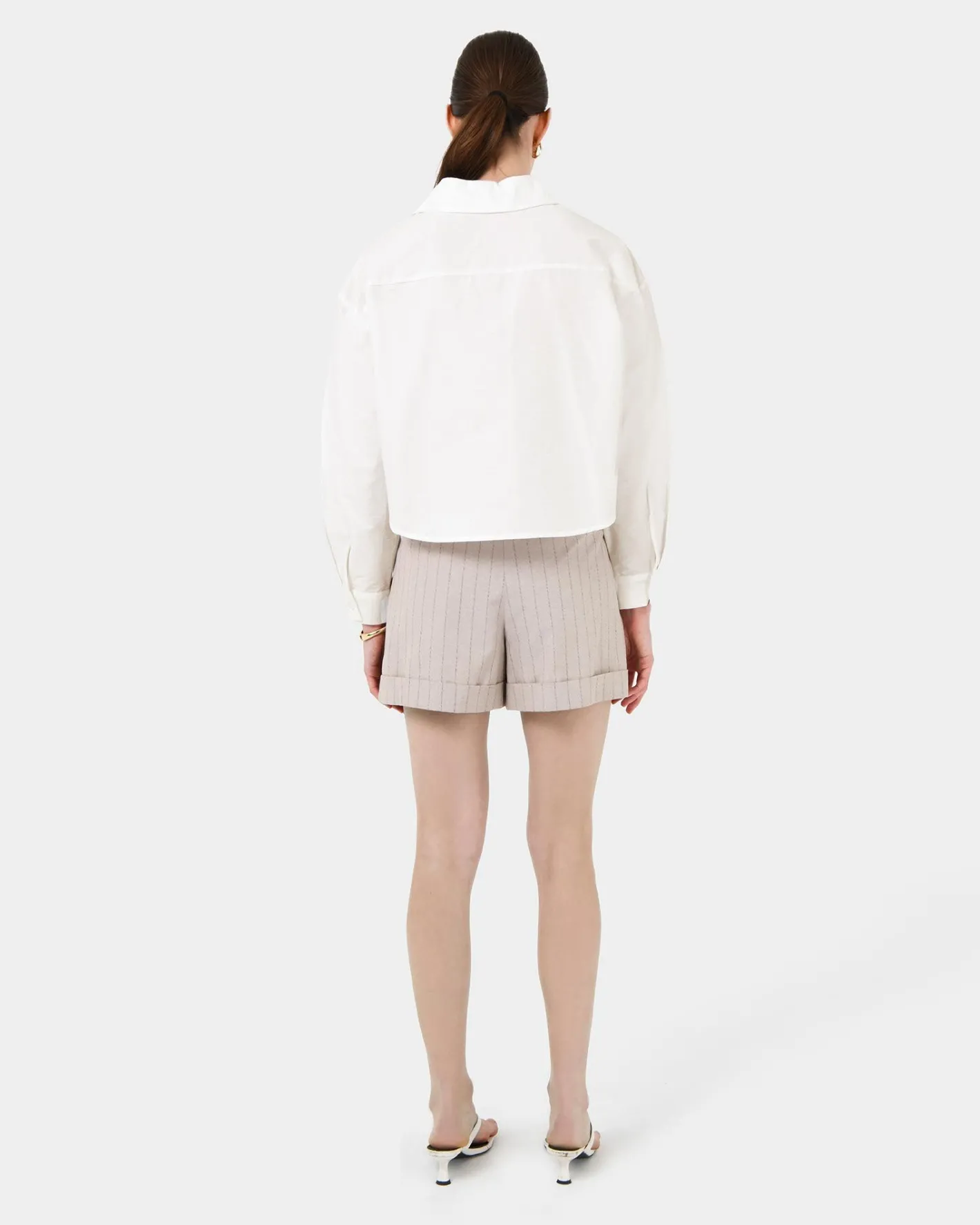 Forcast Kyla Crop Pocket Shirt Ivory Discount