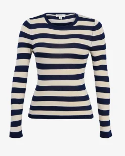 Forcast Lana Stripe Knit Top Navy Cream Online