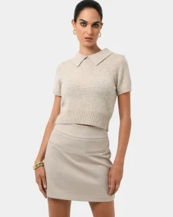 Forcast Lara A-line Mini Skirt Stone New