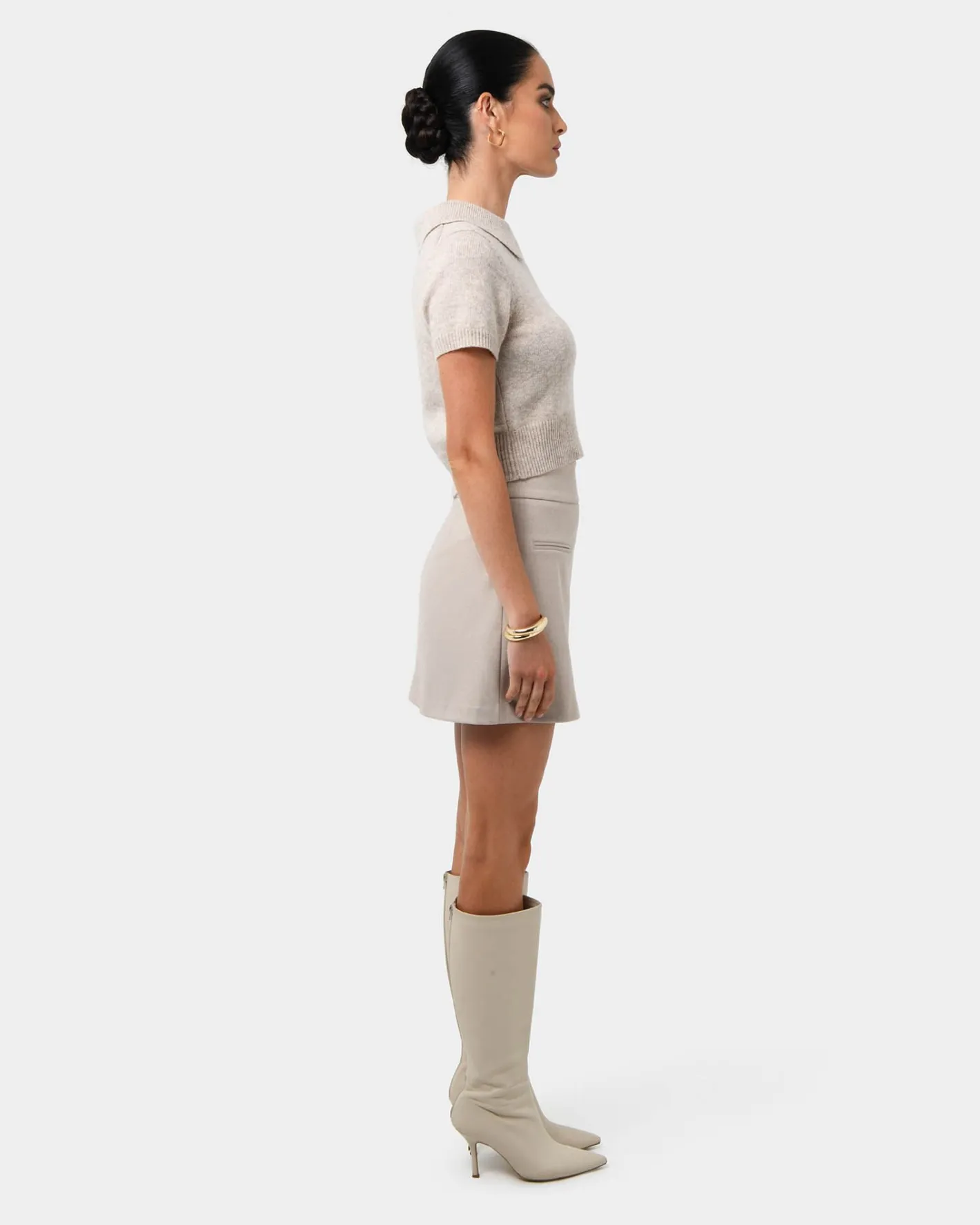 Forcast Lara A-line Mini Skirt Stone New