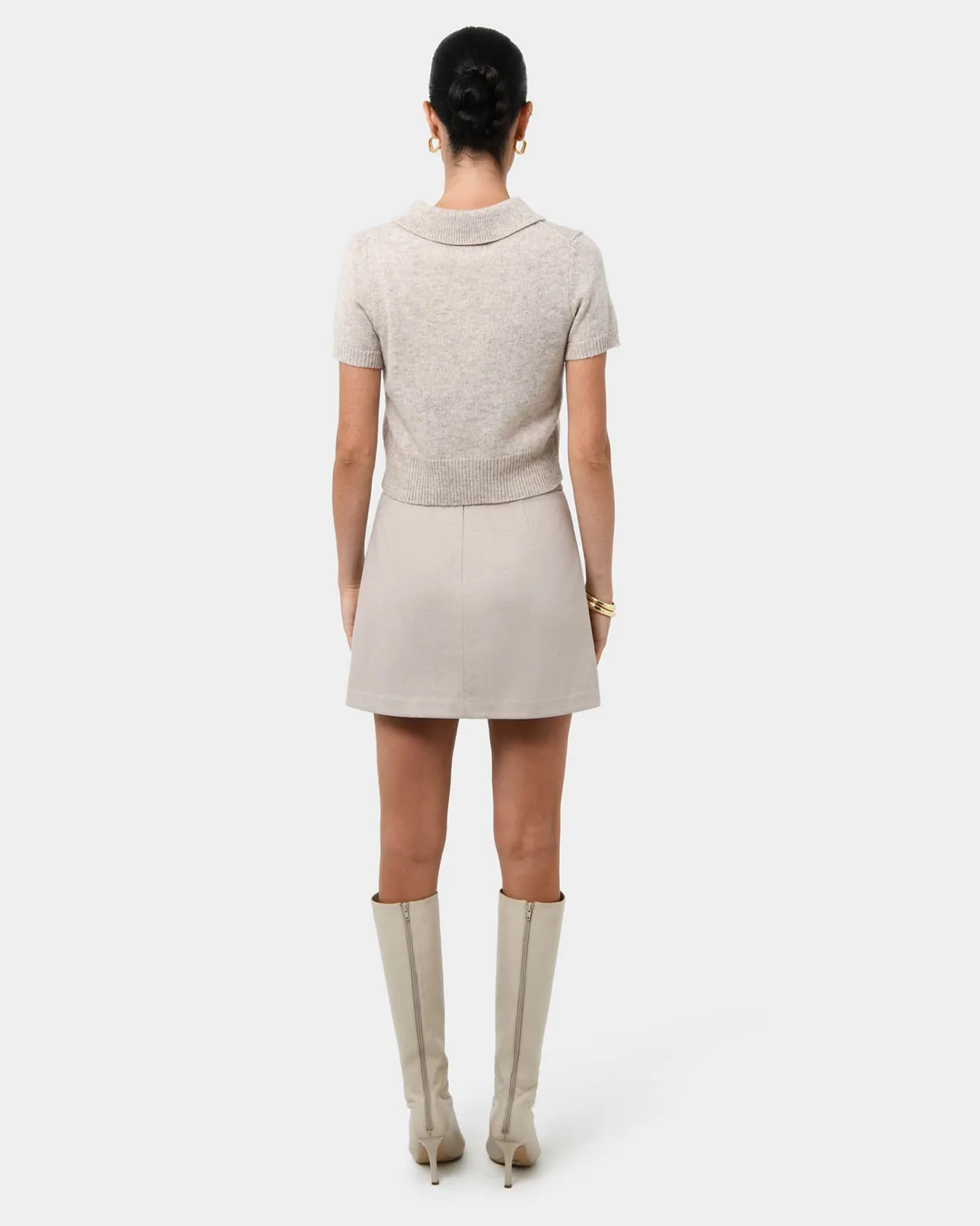 Forcast Lara A-line Mini Skirt Stone New