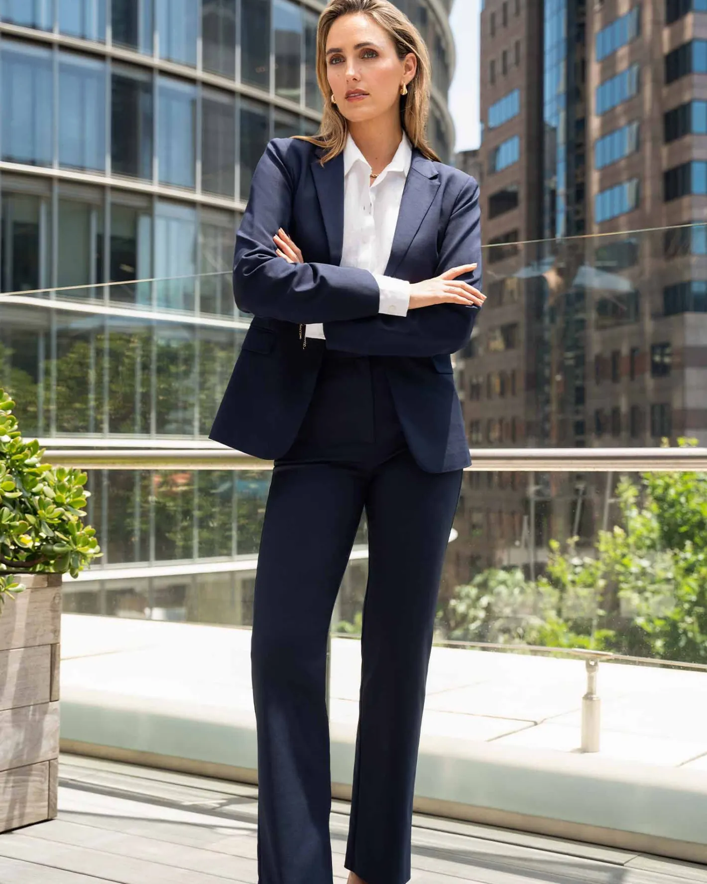 Forcast Lauren Straight Pants Navy