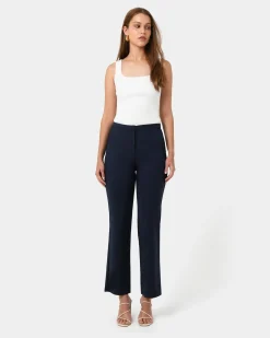 Forcast Lauren Straight Pants Navy