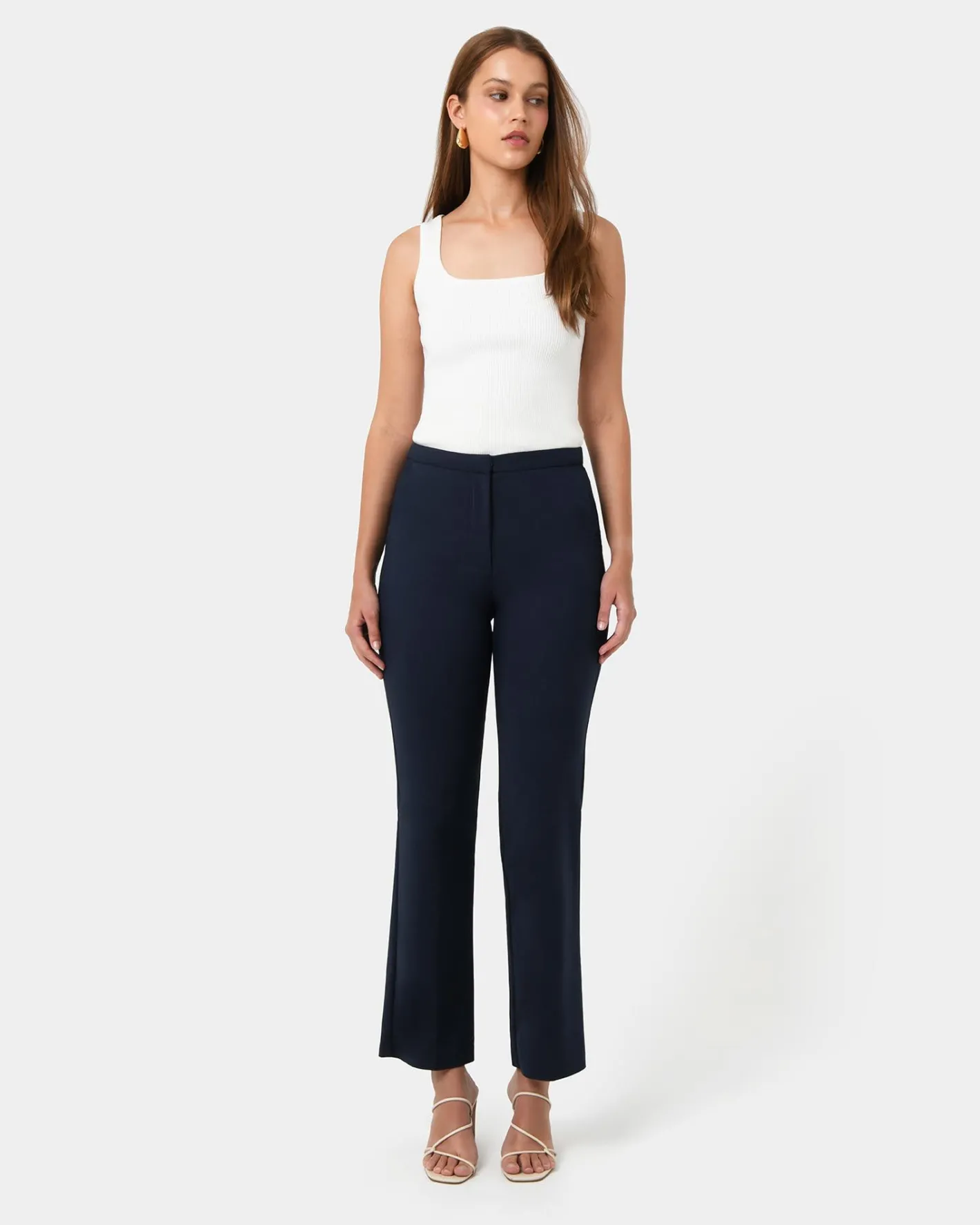 Forcast Lauren Straight Pants Navy