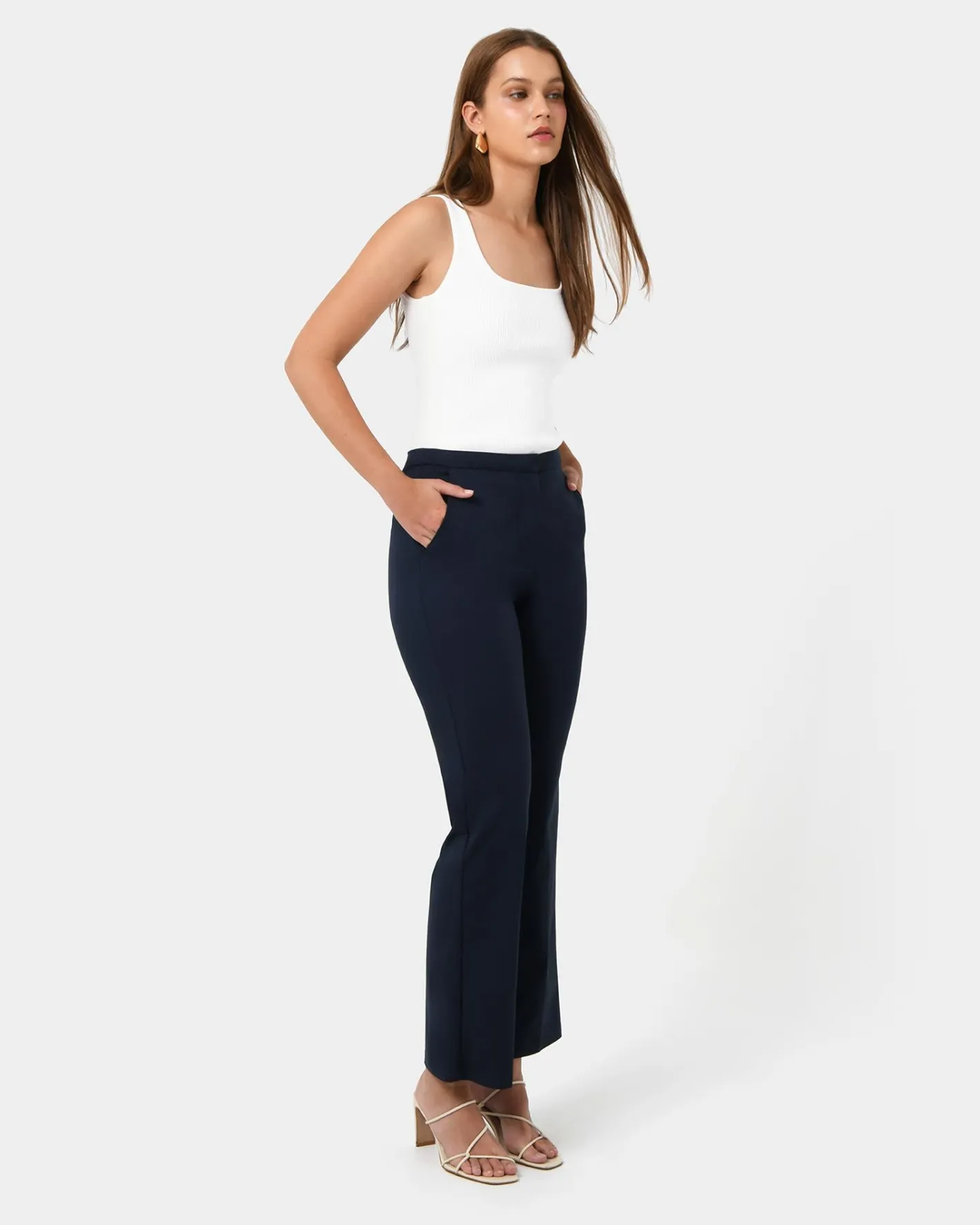 Forcast Lauren Straight Pants Navy