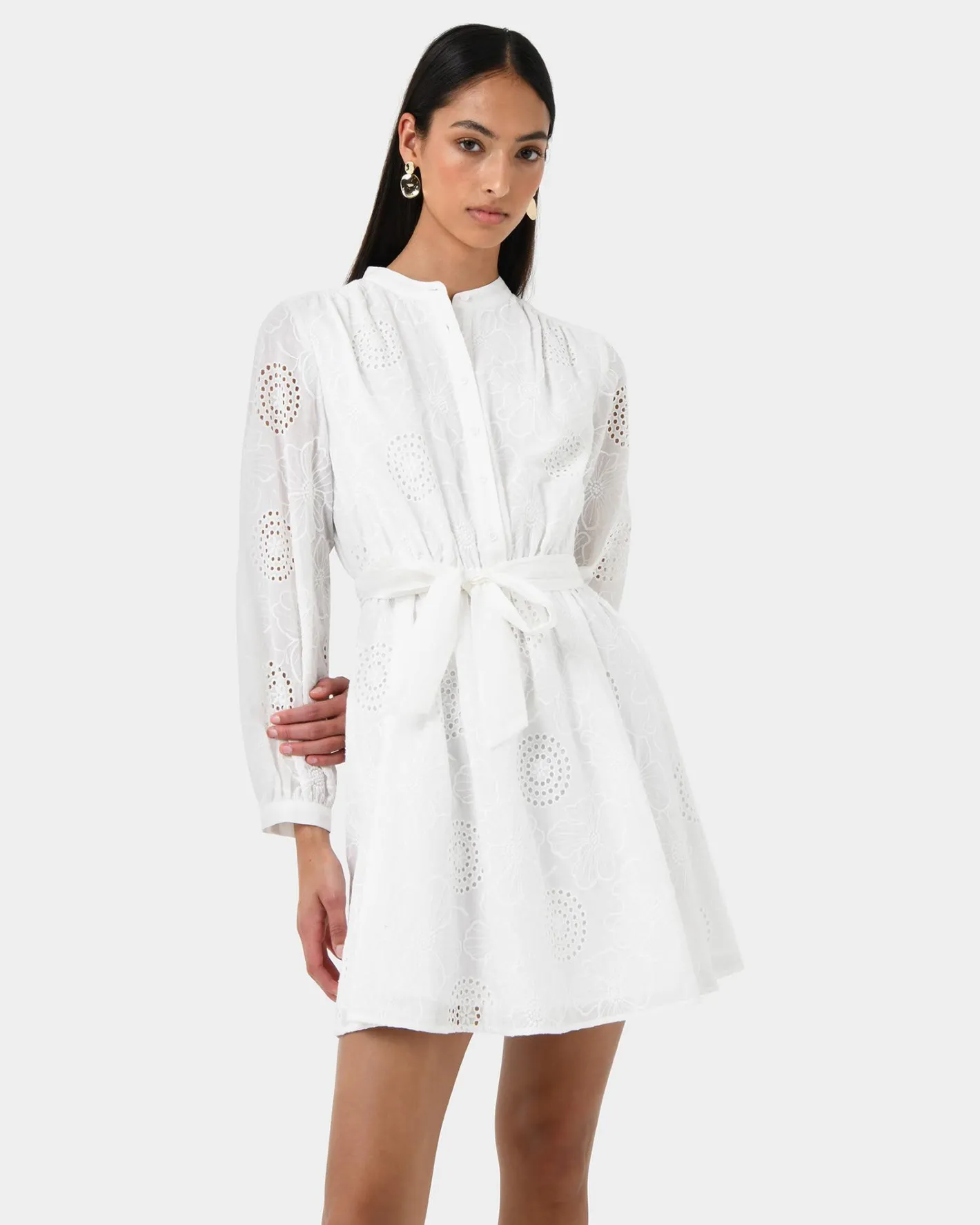 Forcast Lea Cotton Tie Dress Ivory Online