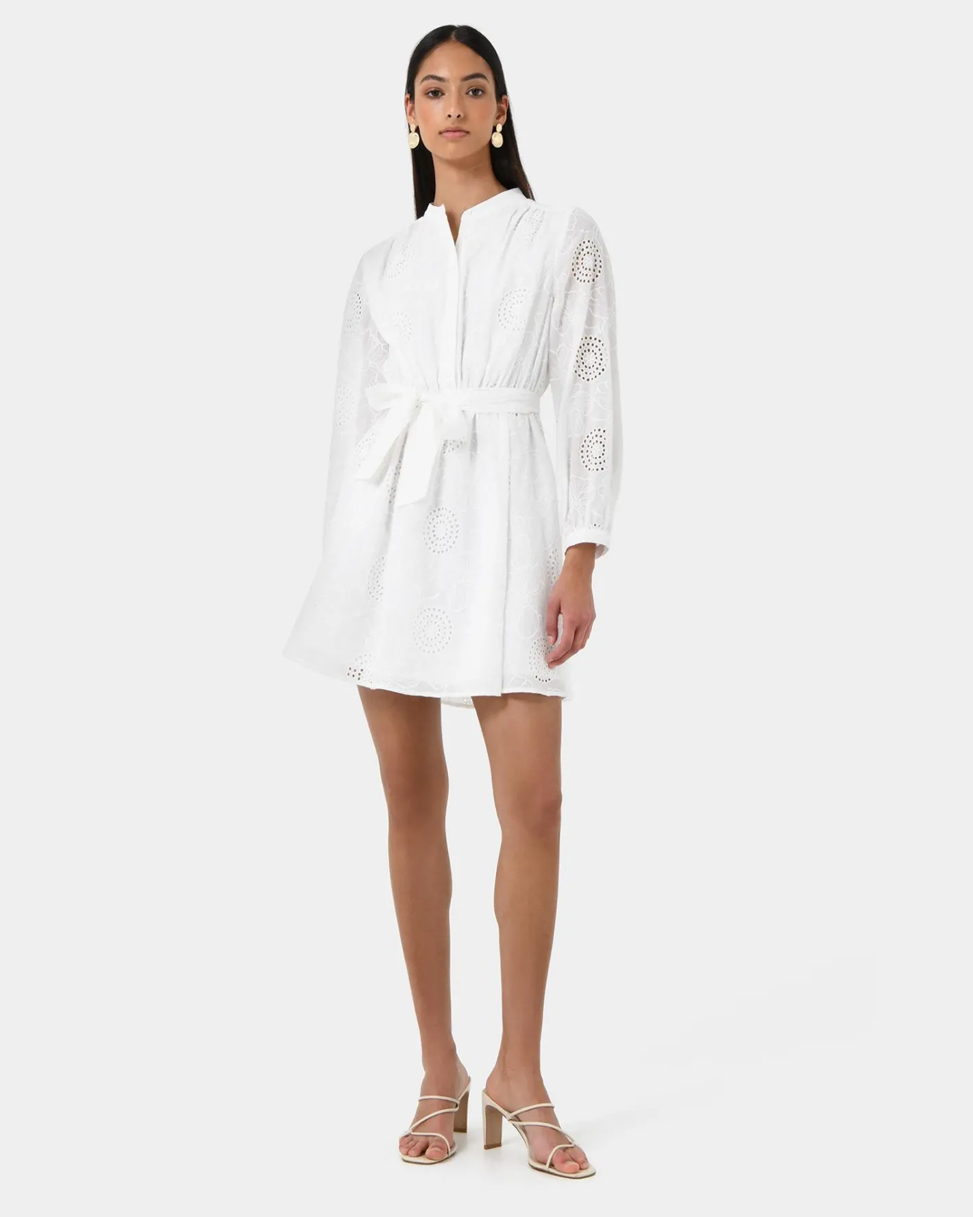 Forcast Lea Cotton Tie Dress Ivory Online