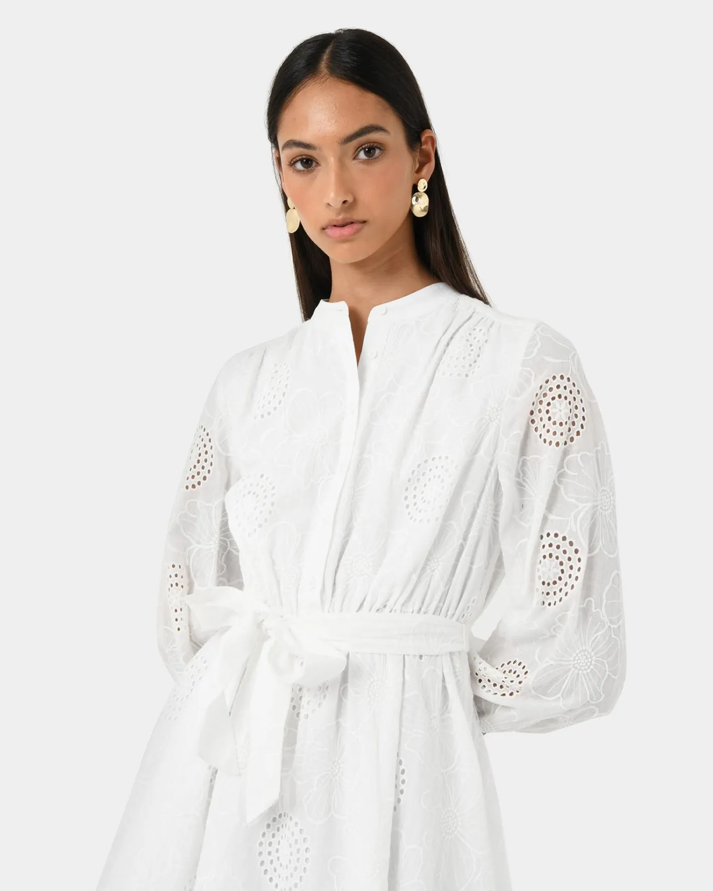 Forcast Lea Cotton Tie Dress Ivory Online