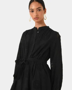 Forcast Lea Cotton Tie Dress Black Discount