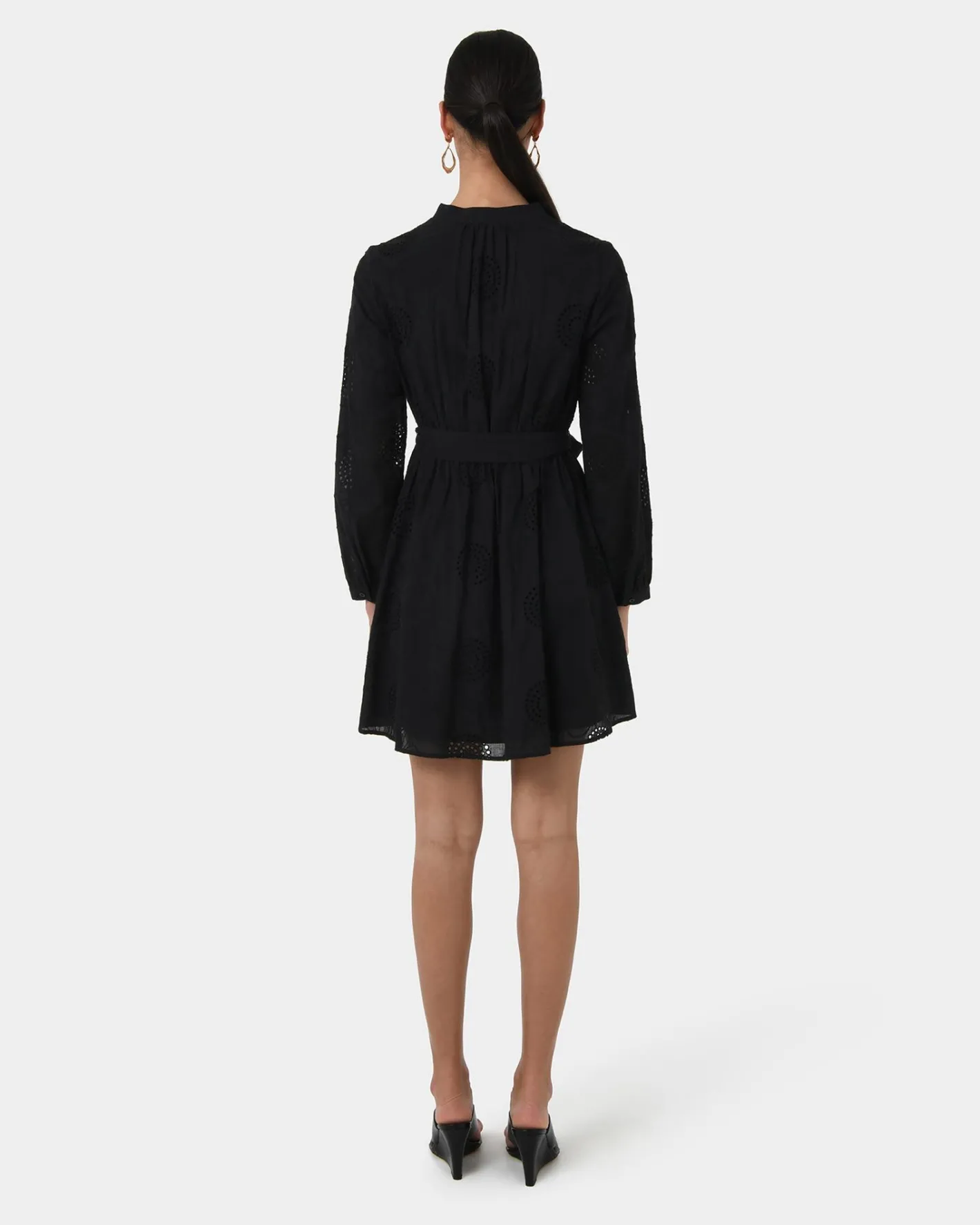Forcast Lea Cotton Tie Dress Black Discount
