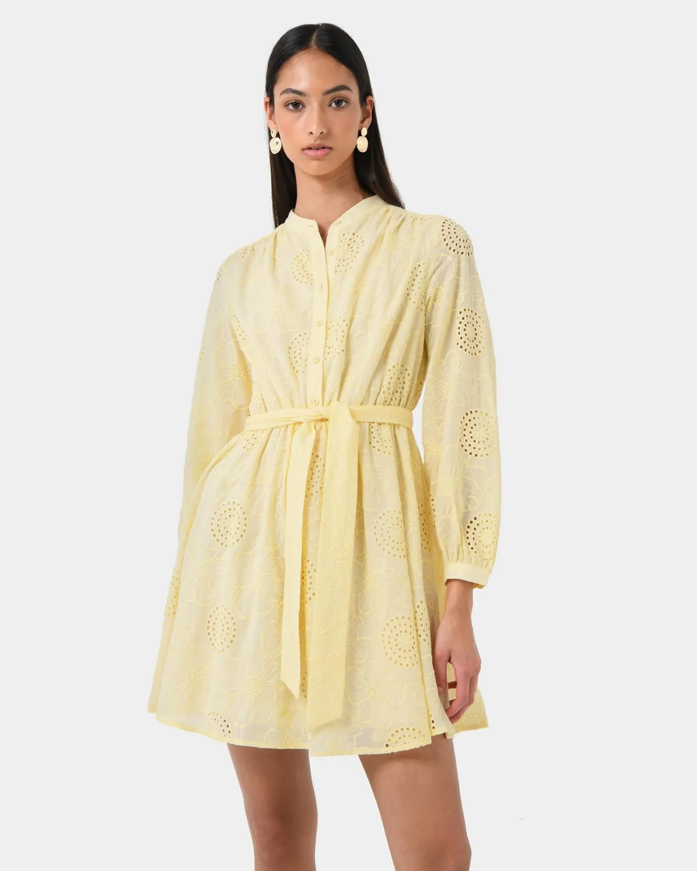 Forcast Lea Cotton Tie Dress Golden Haze Outlet