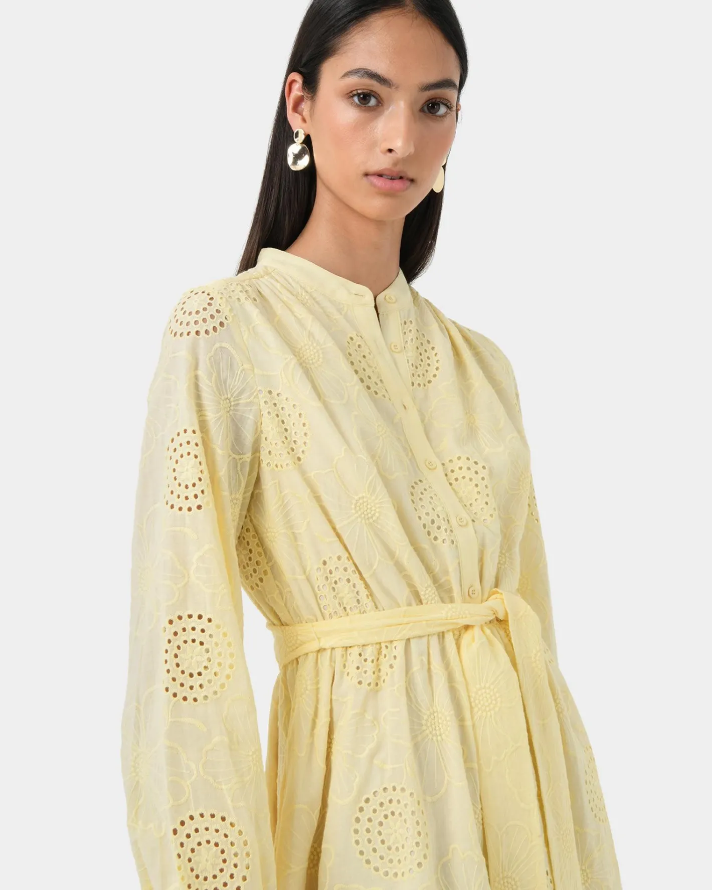 Forcast Lea Cotton Tie Dress Golden Haze Outlet