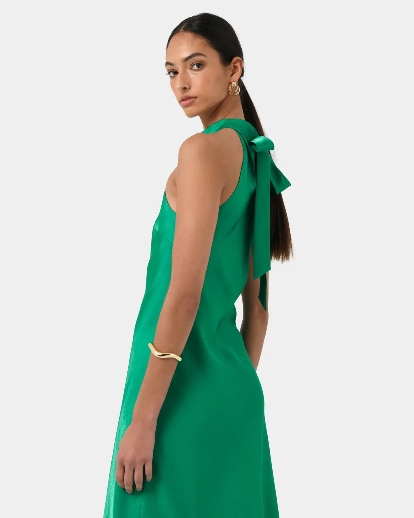 Forcast Leana Bias Midi Dress Emerald Online