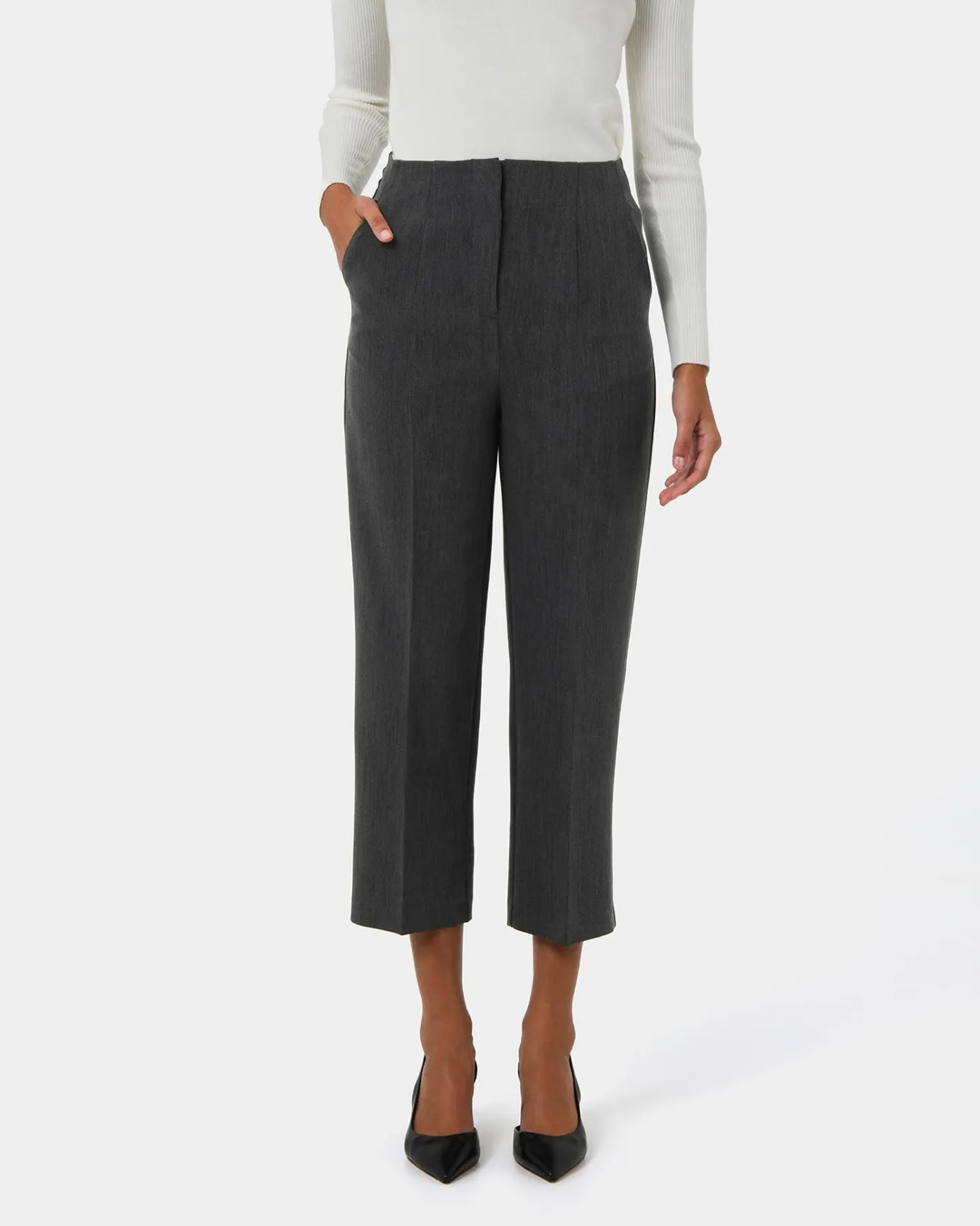 Forcast Lee Tailored Crop Pants Slate