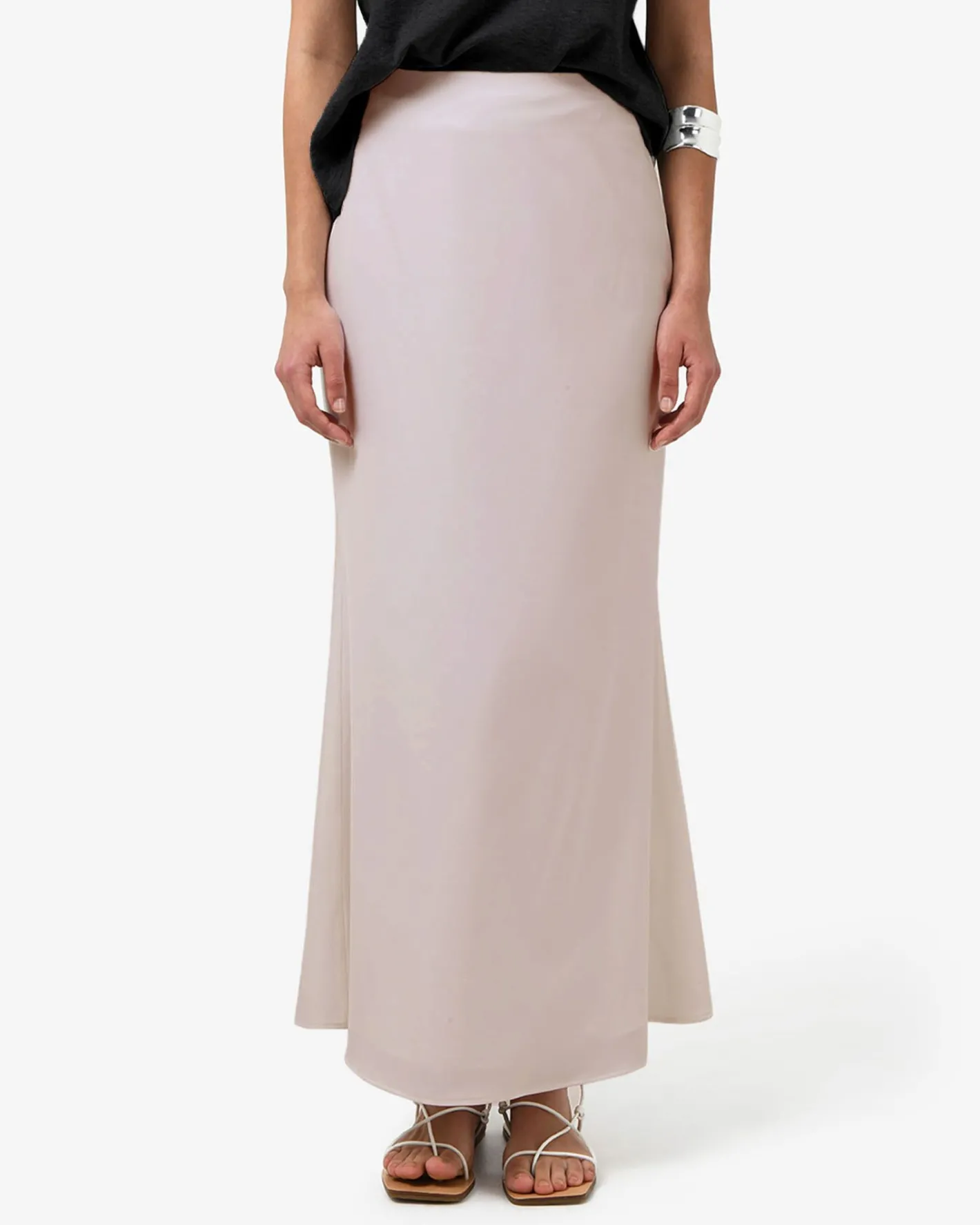 Forcast Leigh Flared Maxi Skirt Light Taupe Clearance