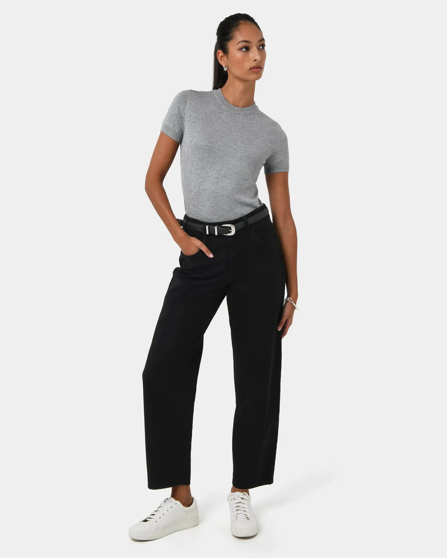 Forcast Leighton Barrel Leg Jeans Black Clearance